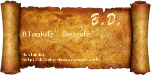 Blaskó Dezső névjegykártya